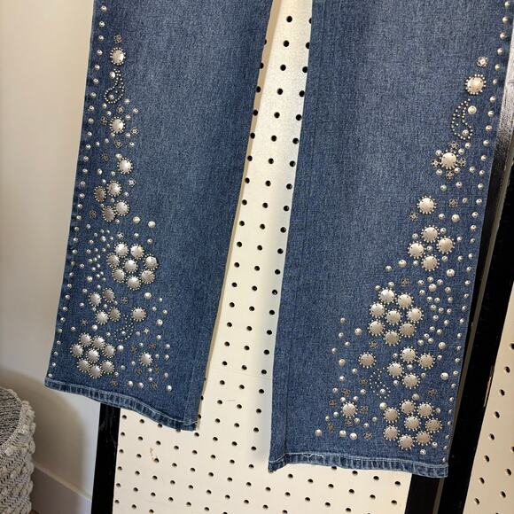 DG2 Diane Gilman Embellished Straight Leg Jeans High Rise Festival Western 8 - Picture 4 of 9